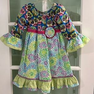 New handmade girls’ flannel long sleeved dress, size 3